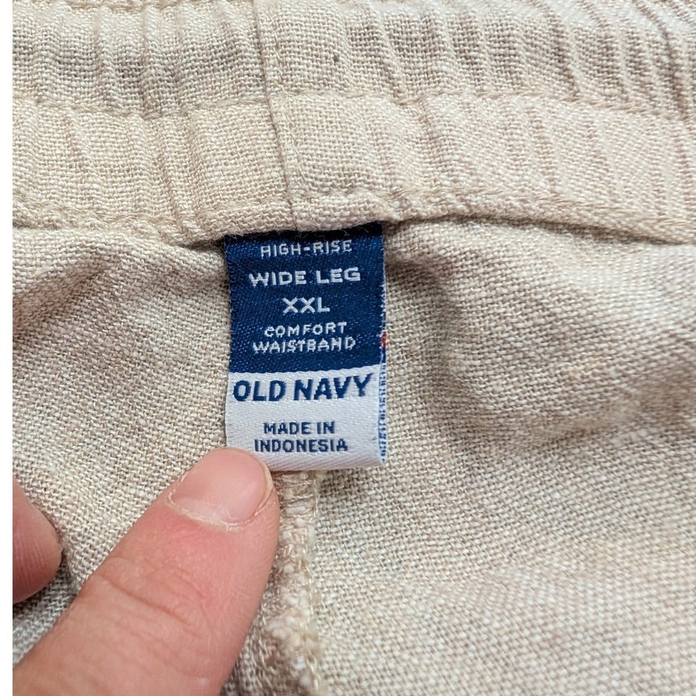 Old Navy Womens XXL High Rise Wide Leg Linen Blend Pants Flax Beige coastal - Picture 6 of 8
